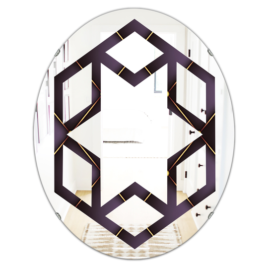 Designart 31.5-in x 23.7-in Quilted Pattern Modern Oval Mirror in Purple