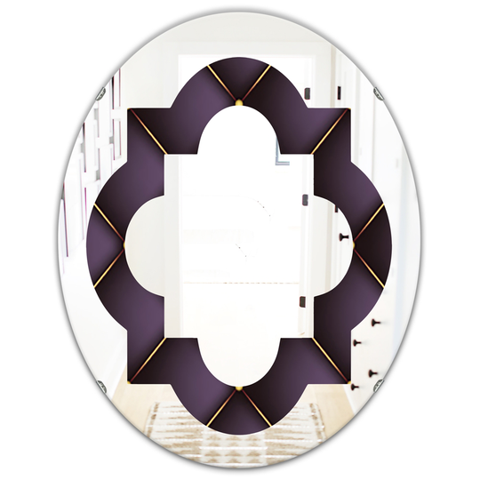 Designart 31.5-in x 23.7-in Quilted Pattern Modern Oval Wall Mirror in Purple