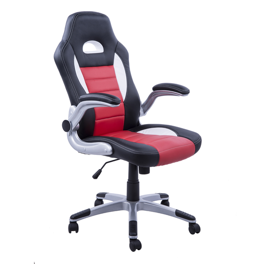 HomCom Contemporary Red and Black Adjustable Height Swivel Gaming Chair