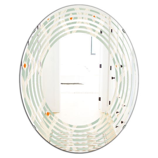 Designart Green Oval 31.5-in L x 23.7-in W Retro Abstract Drops VII Polished Wall Mirror