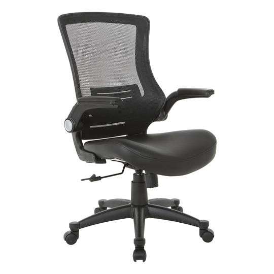 Office Star Products Black Contemporary Ergonomic Adjustable Height Swivel Manager Chair With Screen Back