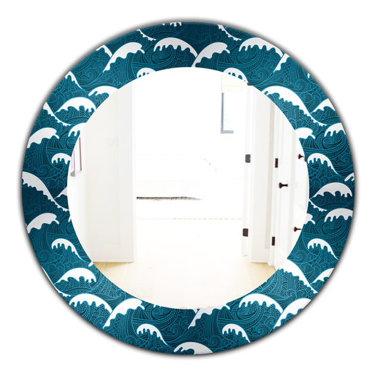 Designart 24-in x 24-in Blue Waves Pattern Traditional Mirror