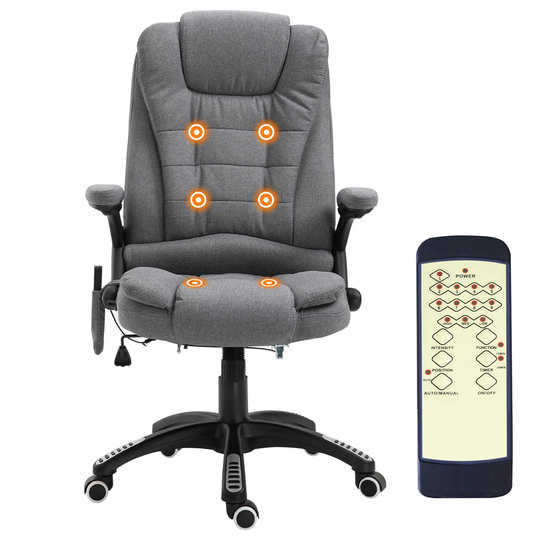 Vinsetto Grey Contemporary Adjustable Height Swivel Office Chair with Massage Feature