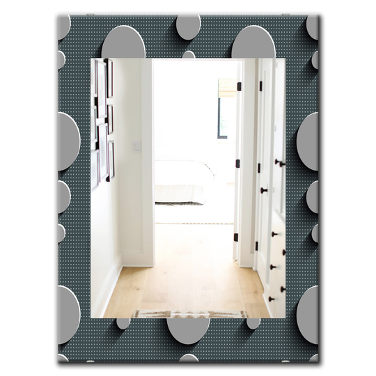 Designart Canada 35.4-in L x 23.6-in W Rectangle Grey Circles Abstract Technology Polished Wall Mirror