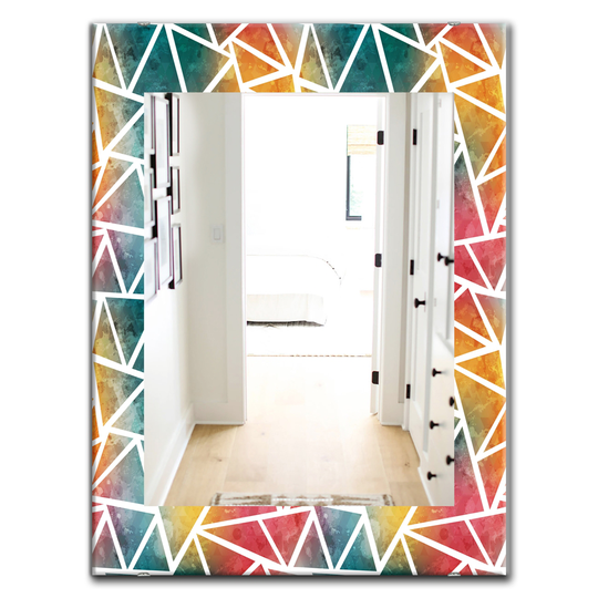 Designart 35.4-in x 23.6-in Yellow/Gold Triangular Colourfields Modern Mirror