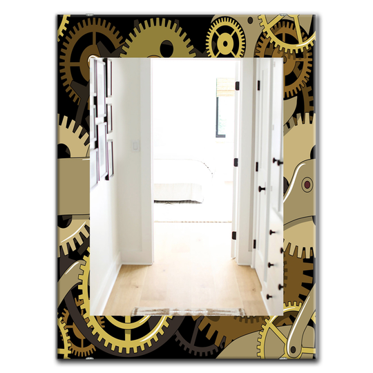 Designart Canada 35.4-in L x 23.6-in W Rectangle Gear Mechanics Polished Wall Mirror