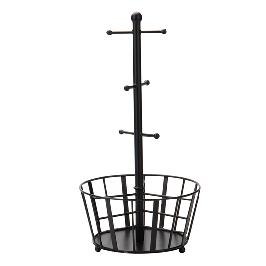 Mind Reader Black Countertop Coffee Organizer with Mug Rack