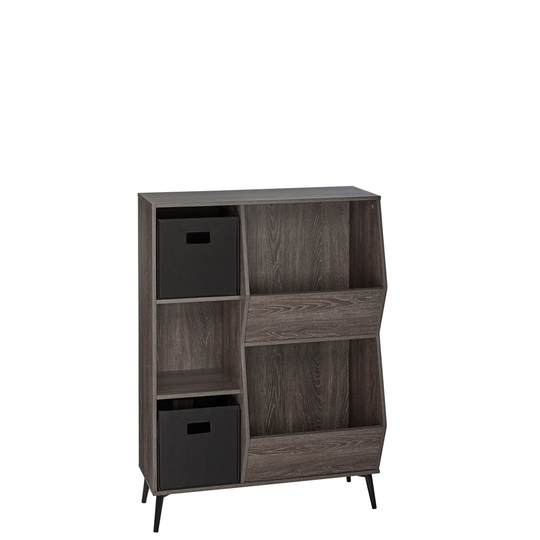 RiverRidge Home Woodbury Storage Cabinet with Cubbies/Veggie Bins - 41.56-in - Dark Weathered Wood Grain/Black Bins