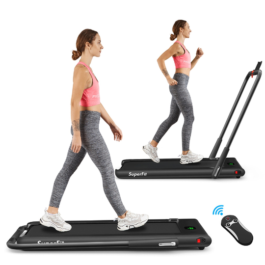 Costway SuperFit 2.25-HP Black Foldable Under Desk Treadmill with Speaker Controller