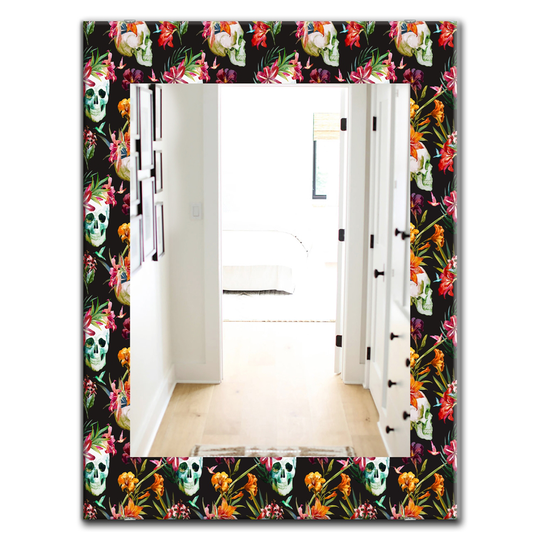 Designart 35.4-in x 23.6-in Obsidian Bloom Bohemian and Eclectic Mirror in Black