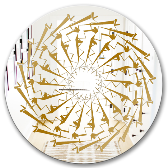 Designart Flashes Round 24-in L x 24-in W Polished Glam Gold Wall Mounted Mirror