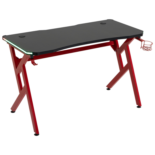 HomCom 47.25-in Red/Black Modern/Contemporary Computer Desk with Cup Holder and RBG Lights