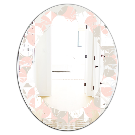Designart 31.5-in L x 23.7-in W Pink Oval Retro Circular Pattern III Polished Wall Mirror