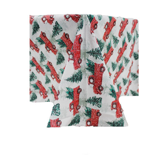 IH Casa Decor 90-in x 60-in Red Truck with Tree Cotton Tablecloth