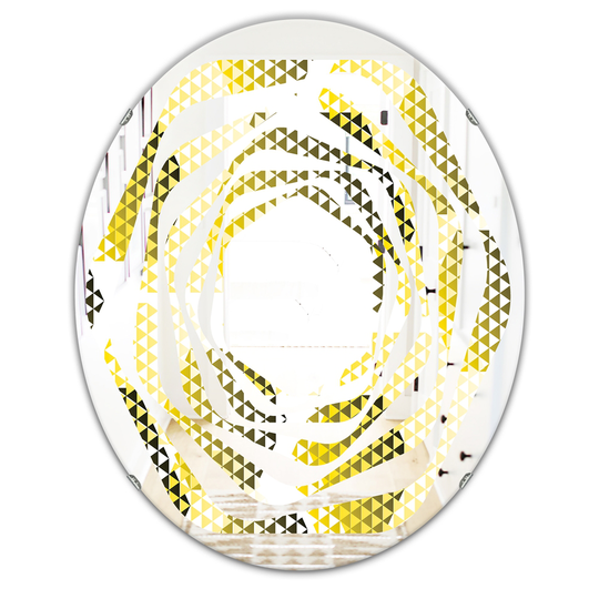 Designart 31.5-in x 23.7-in Retro Hexagon Pattern XI Modern Oval Wall Mirror - Yellow