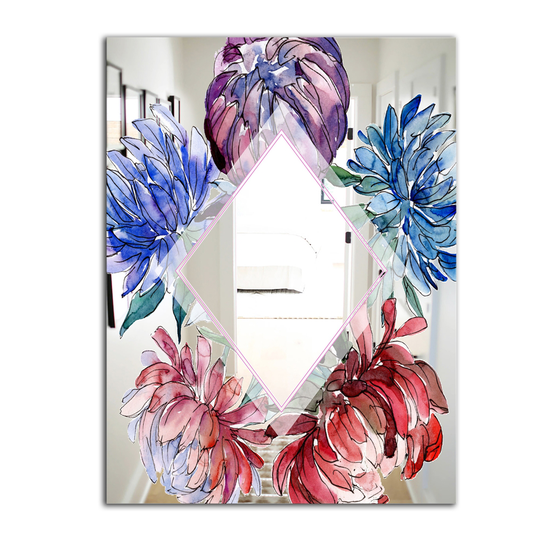 Designart Garland Sweet 16 Rectangular 35.4-in L x 23.6-in W Polished Farmhouse Red Wall Mounted Mirror