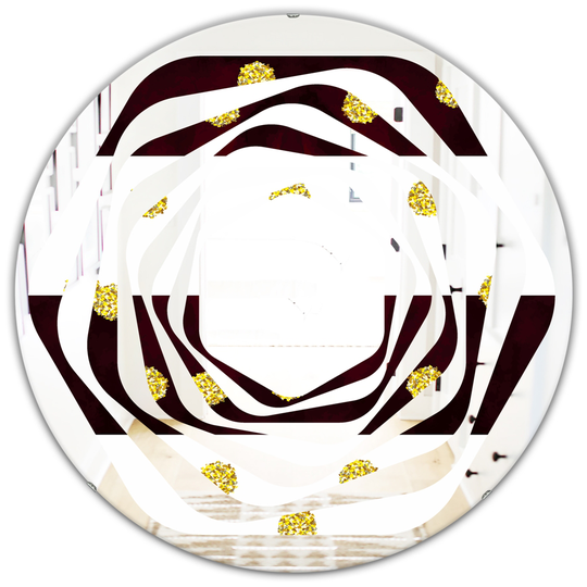 Designart Gold Polka Dot Pattern I Modern Round Wall Mirror in Black