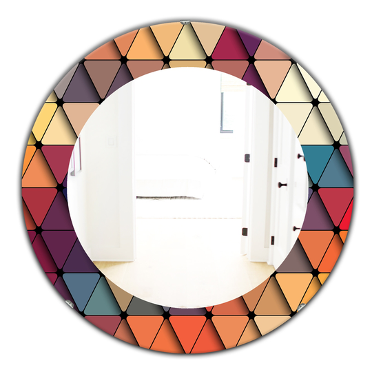 Designart Canada 24-in W x 24-in L Round Triangular Colourfields Modern Polished Wall Mirror