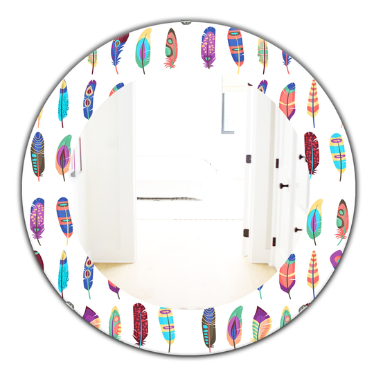 Designart 24-in x 24-in White Feathers Modern Mirror