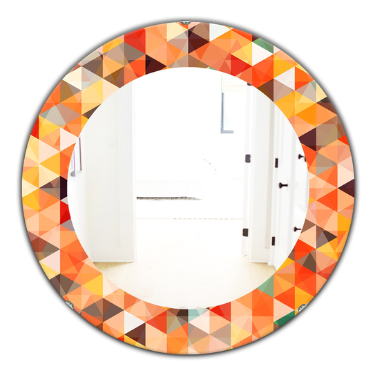 Designart Canada 24-in L x 24-in W Round Triangular Colourfields Traditional Polished Wall Mirror