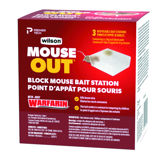 Wilson 3 Pack Warfarin Clear Disposable Mouse Bait Stations with 28g Bait Blocks