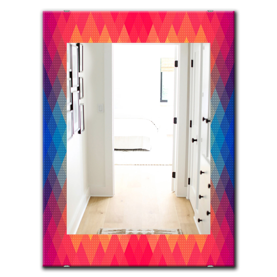 Designart 35.4-in x 23.6-in Red Colourful Geometric Pattern Modern Mirror