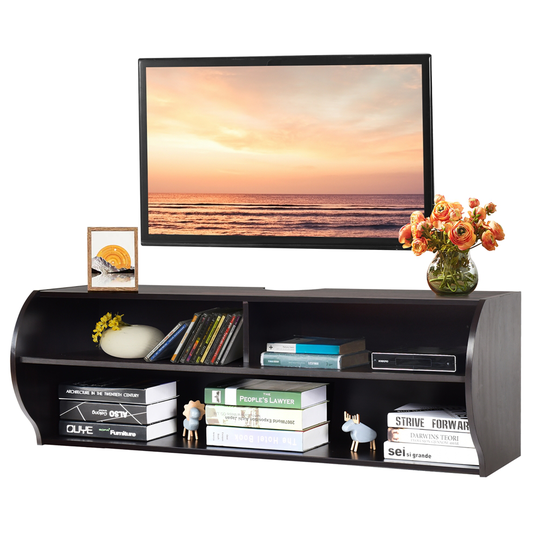 Costway Dark Brown Wall-Mounted TV Stand for TV's up to 55-in