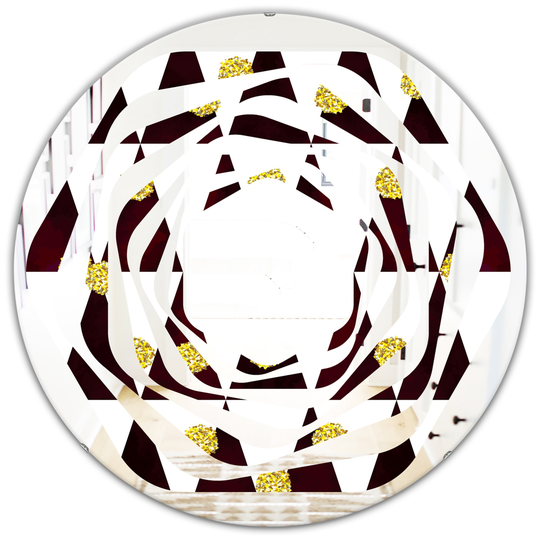 Designart Gold Polka Dot Pattern II Modern Round Wall Mirror in Black