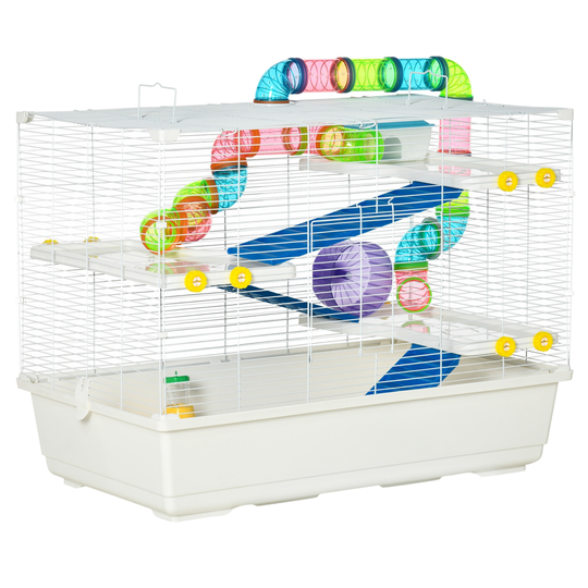 PawHut 31-in White Large Hamster Cage with Ramps