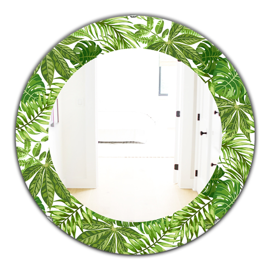Designart Green 24-in x 24-in Tropical Mood Foliage Bohemian and Eclectic Mirror
