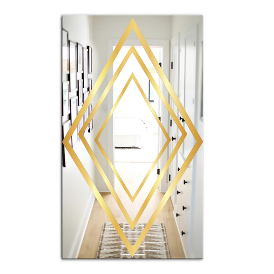 Designart Canada Rectangle 35.4-in L x 23.6-in W Gold Polished Wall Mirror