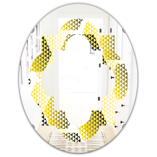 Designart 31.5-in x 23.7-in Retro Hexagon Pattern XI Modern Oval Mirror - Yellow