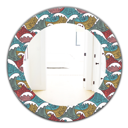 Designart 24-in x 24-in Blue Colourful Waves Pattern Traditional Mirror
