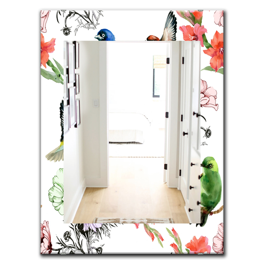 Designart Canada 23.6-in W x 35.4-in L Rectangle Pink Blossom Polished Wall Mirror