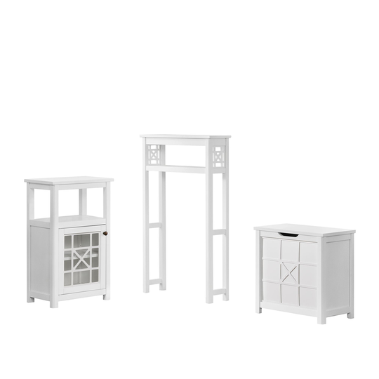Alaterre Derby 27-in W x 44-in H x 8-in D White Pine Freestanding Linen Cabinet, Over the Toilet Etagere and Hamper