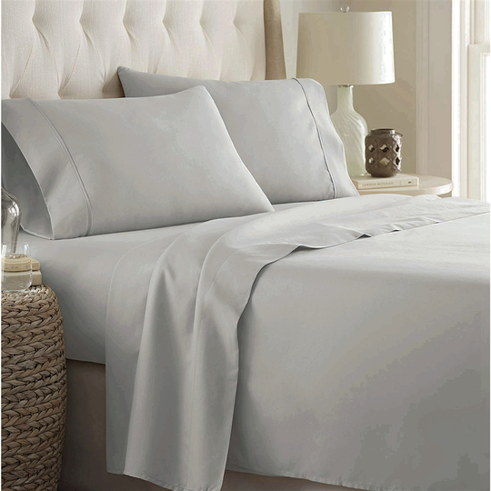 Marina Decoration King Cotton Blend 4-Piece Bed Sheets - Silver