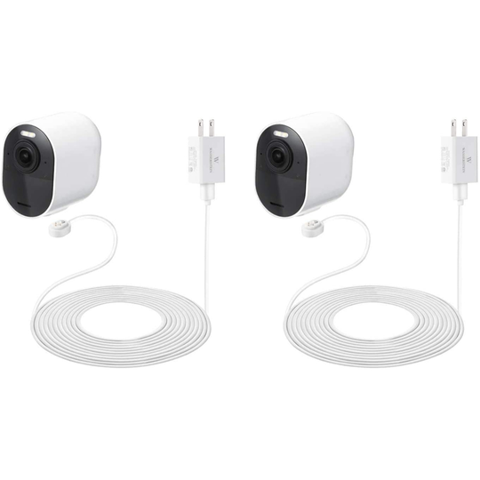 Wasserstein White 25-ft Charging Cable for Arlo Pro 3/Pro 4/Ultra/Ultra 2 (2-Pack)