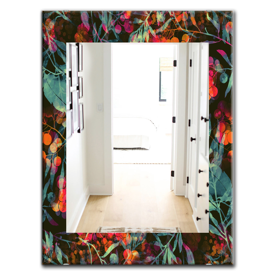 Designart Canada Rectangle 35.4-in L x 23.6-in W Obsidian Bloom Polished Wall Mirror