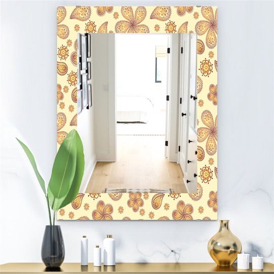 Designart 35.4-in x 23.6-in Yellow/Gold Vintage Flowers Mirror