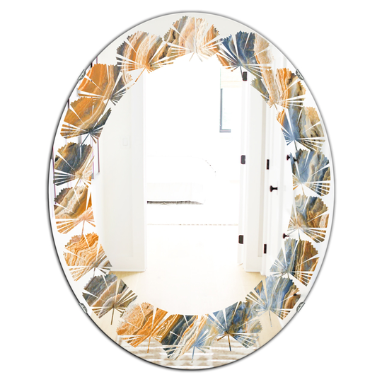 Designart Canada Oval 23.7-in W x 31.5-in L Multicolour Marbled Geode Polished Wall Mirror