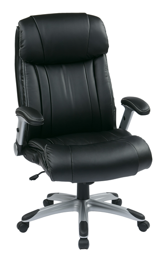 Work Smart™ Black Leather Chair with Adjustable Arms