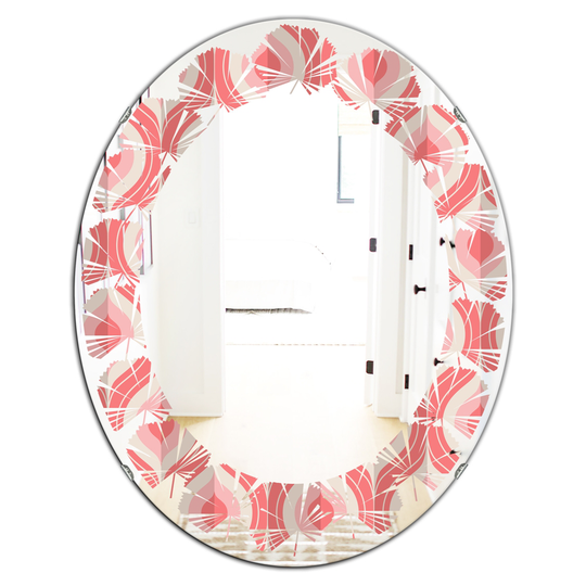 Designart 31.5-in Retro Drop Design I Modern Oval Mirror in Pink