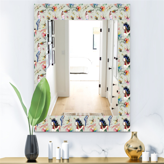 Designart 35.4-in x 23.6-in Green Sweet Girl Summervibes Traditional Mirror