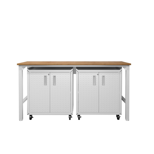 Manhattan Comfort Fortress Steel White 72.4-in W x 37.6-in H x 20.5-in D Freestanding Garage Cabinet