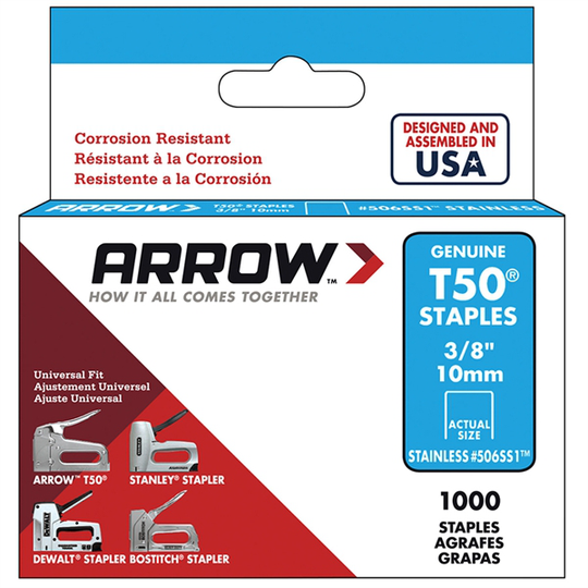 Arrow T50 3/8-in Heavy-Duty Stainless Steel Staples (1,000-Count)