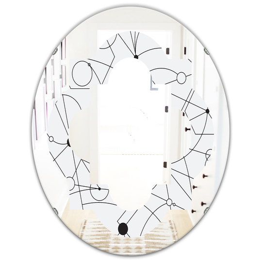 Designart White 31.5-in L x 23.7-in W Oval Retro Geometric Grid III Polished Wall Mirror