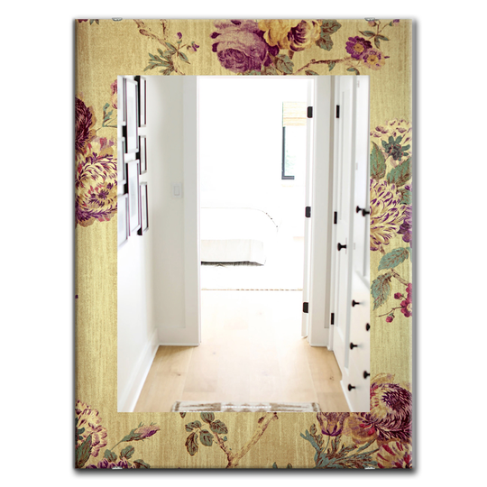Designart Canada 35.4-in L x 23.6-in W Rectangle Vintage Purple Flowers Polished Wall Mirror