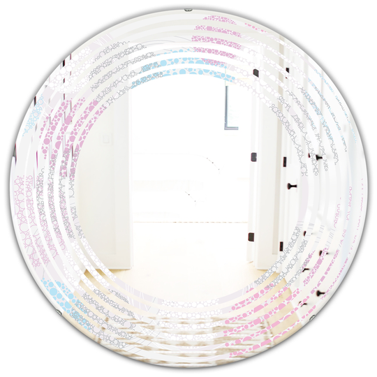 Designart Circular Abstract Retro Geometric III Grey Round 24-in L x 24-in W Polished Modern Wall Mounted Mirror