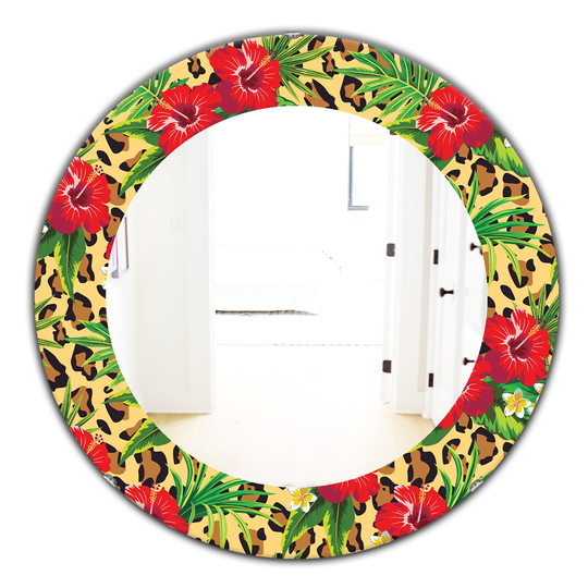 Designart 24-in x 24-in Red Leopard Bohemian and Eclectic Mirror
