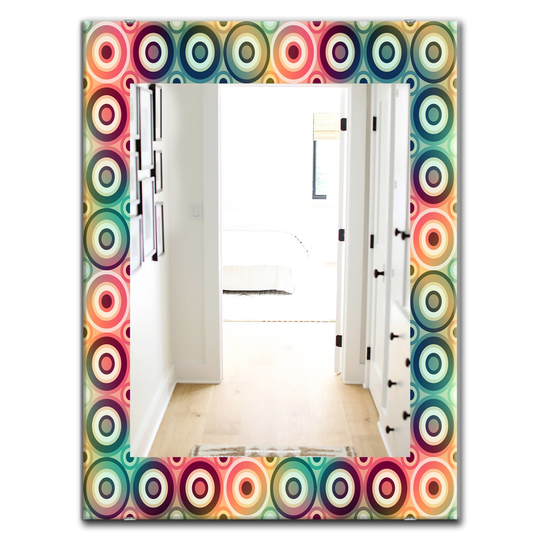 Designart 35.4-in x 23.6-in Yellow/Gold Circular Dance Modern Mirror